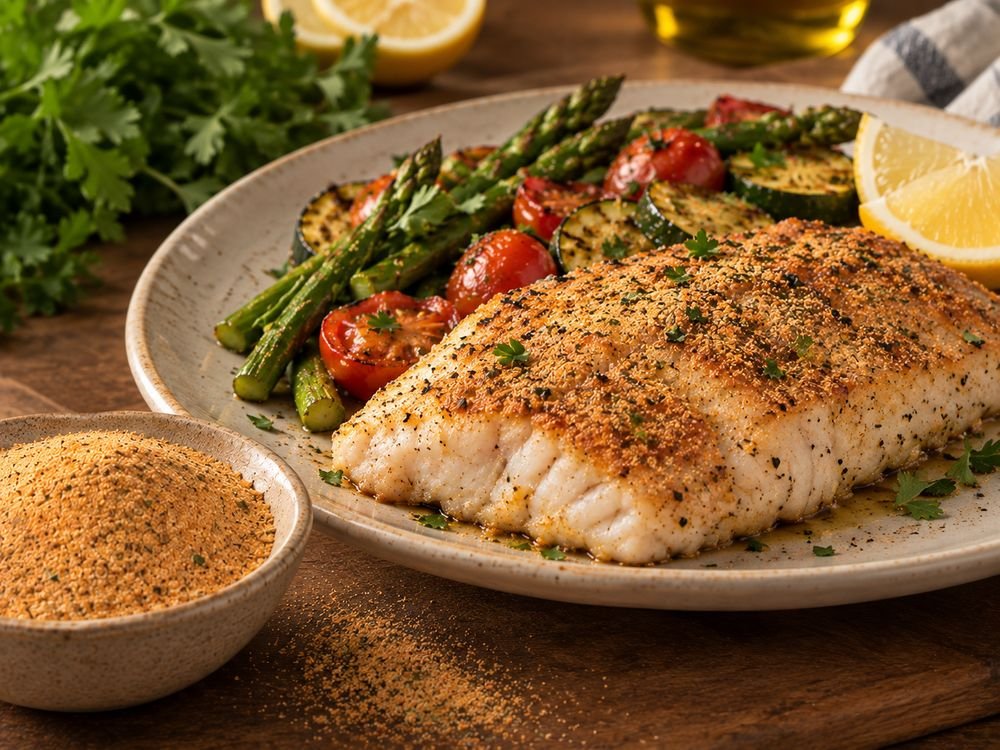 Pescado al horno sazonado con Sal Así